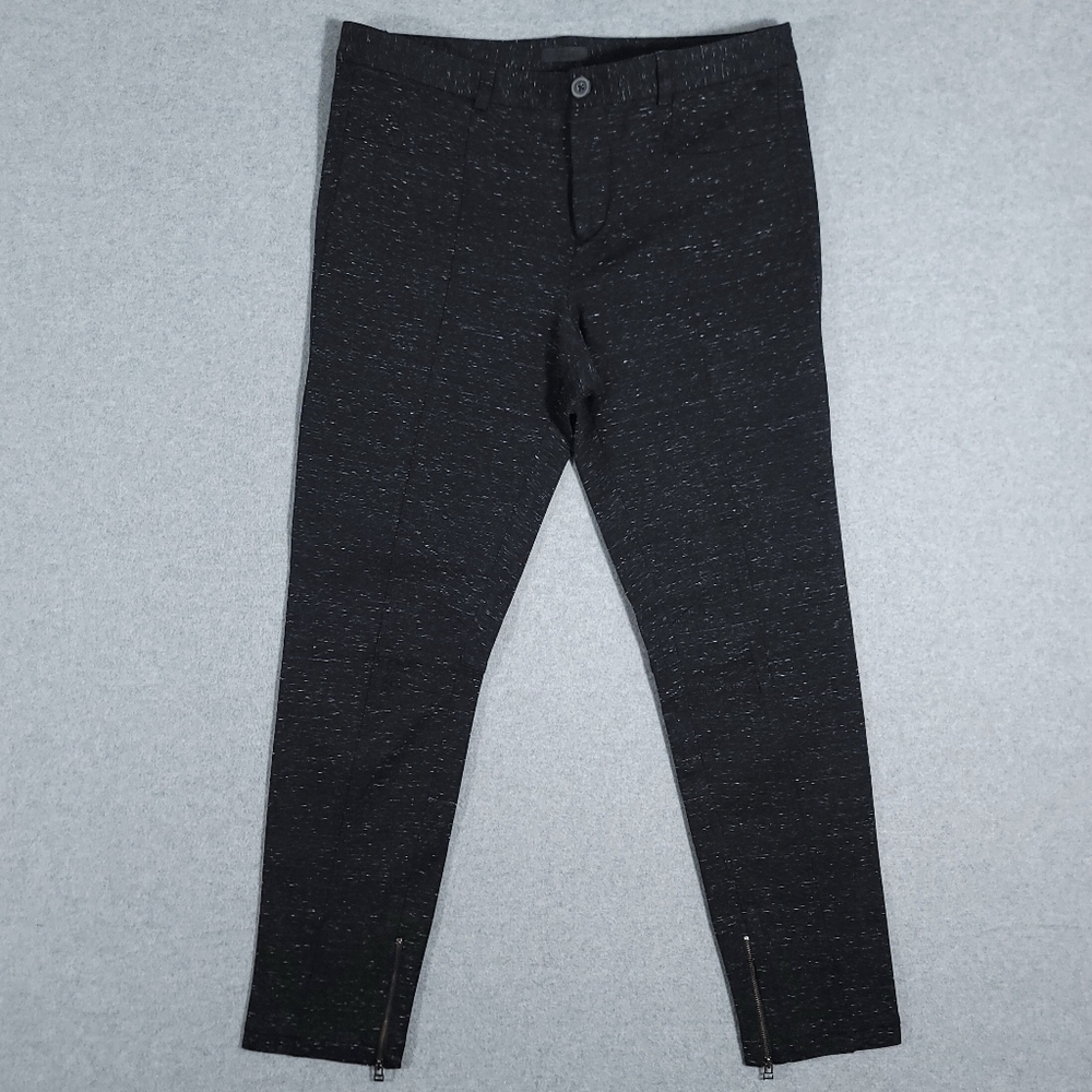 ATM Anthony Thomas Melillo Pants Size 12 Melange Ponte Skinny Moto Black Speckle